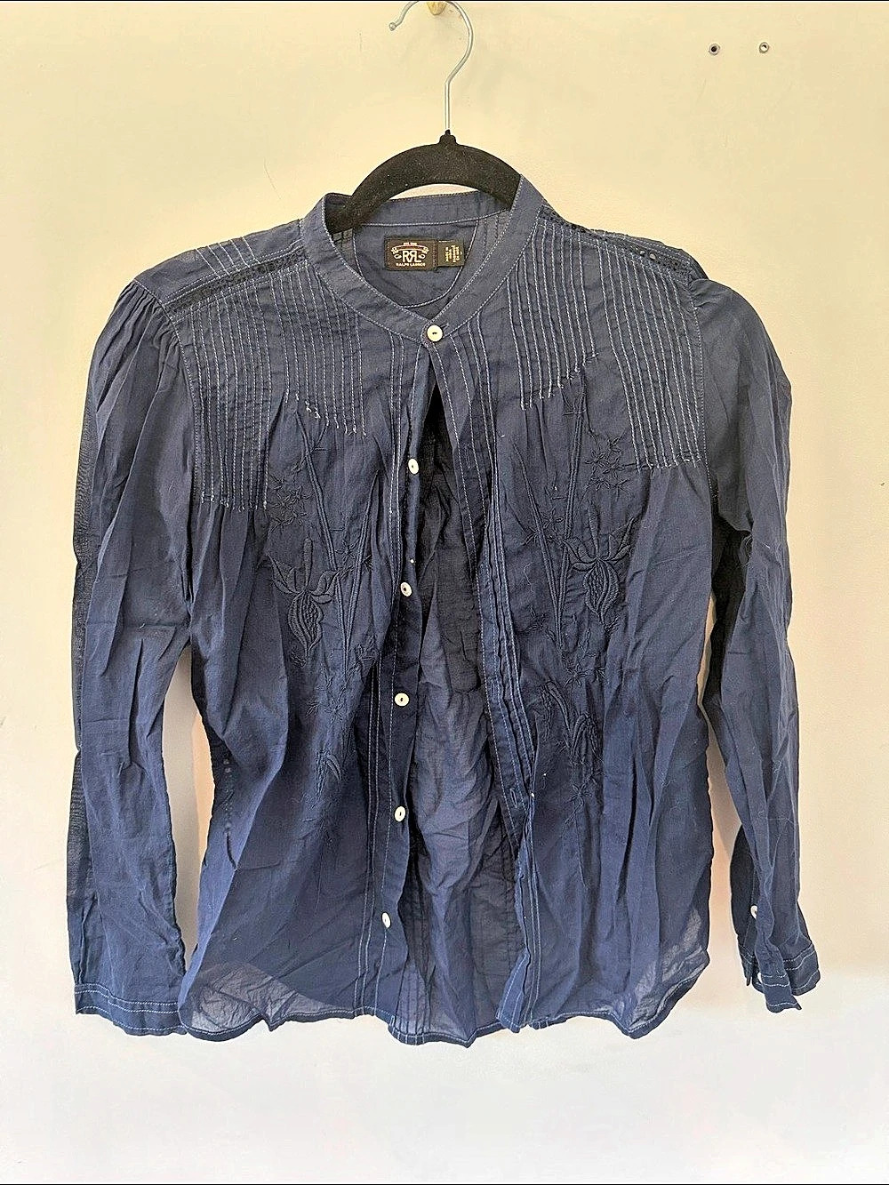 Ralph Lauren Denim & Supply blouse Embroidered Blouse in Blue DOUBLE R (RR)